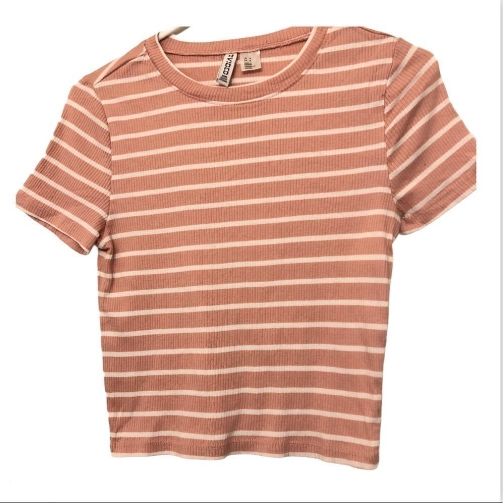H&M Divided Basic Blush pink Cotton Crop Top Med